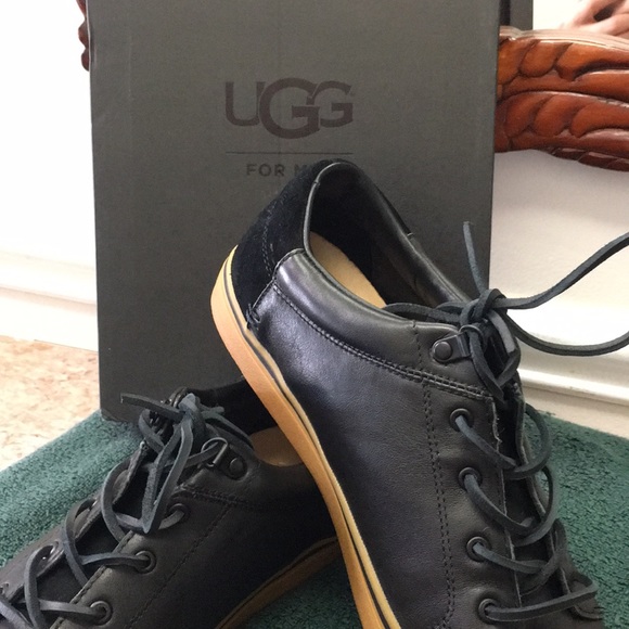 Ugg Brock Luxe Black Fashion Leather Sneaker NWT - Picture 3 of 8